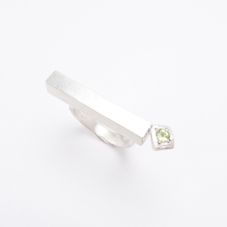 ring, silver + peridot