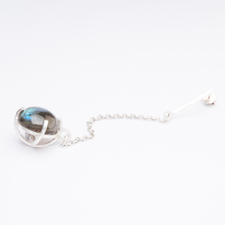 earring, silver + labradorite