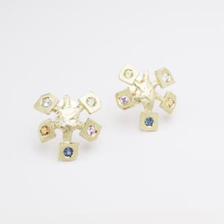 earrings, gold + sapphire