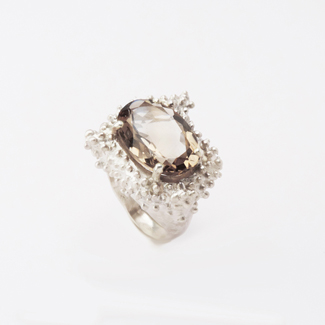 ring, silver + smoke crystal