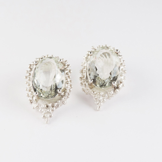 earrings, silver + amethyst